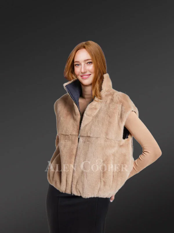 Womens Reversible Bomber Mink Vest – Enjoy Winter with High-Class Looks - Image 7