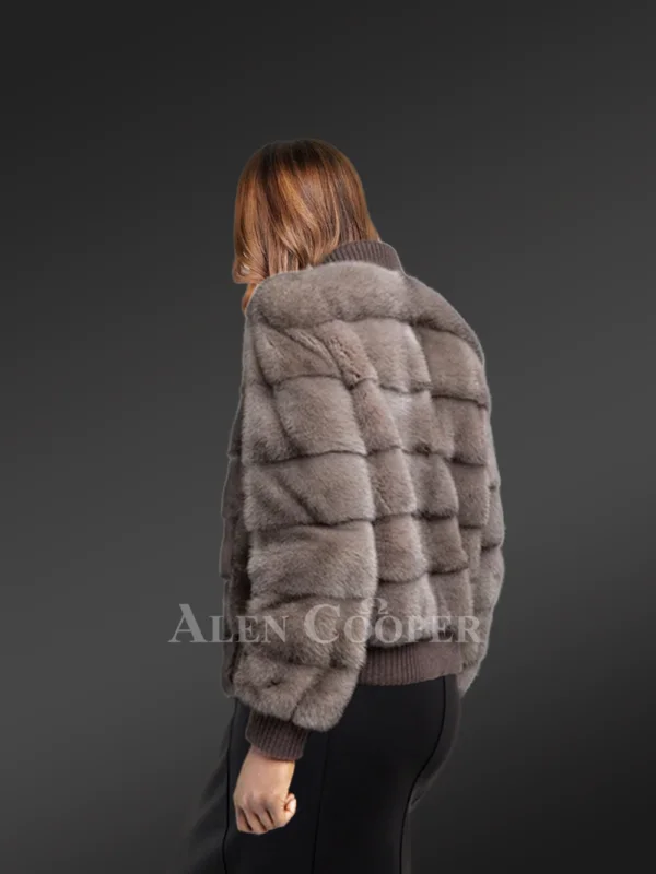Blue Iris Mink Bomber – A Woman’s Modish Jacket with a Warm Feel - Image 5