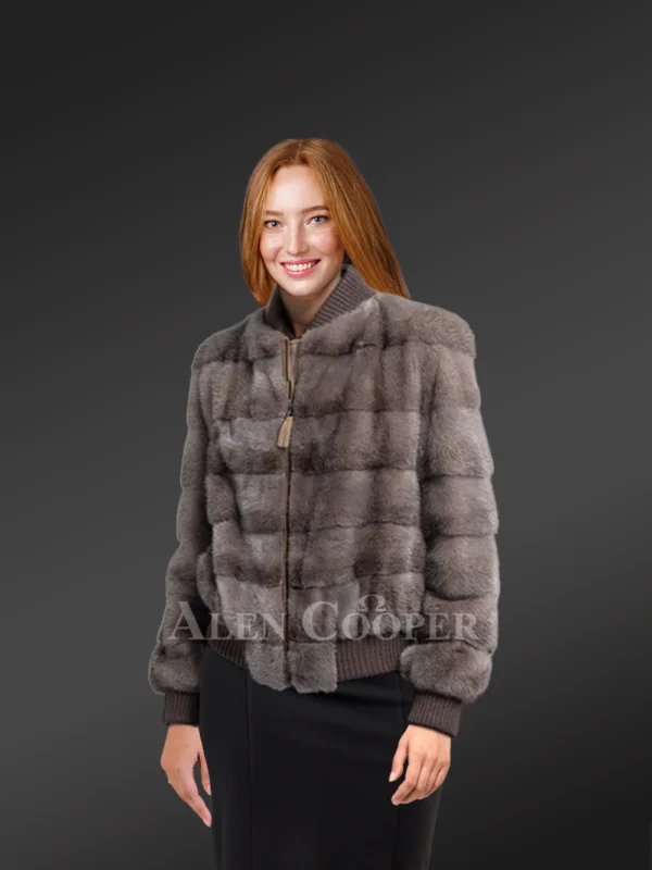 Blue Iris Mink Bomber – A Woman’s Modish Jacket with a Warm Feel - Image 3