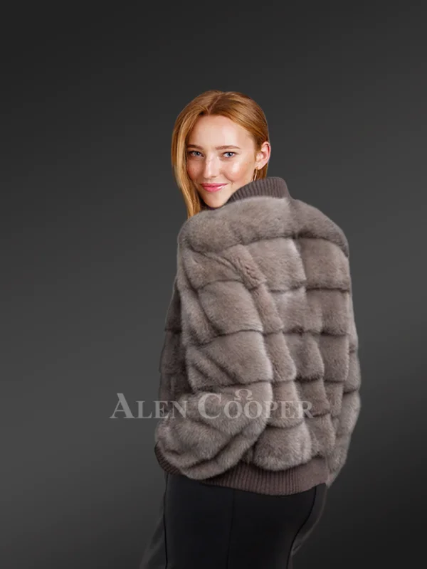 Blue Iris Mink Bomber – A Woman’s Modish Jacket with a Warm Feel - Image 4