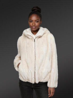 Mink Bomber Jacket with Hood –Look Elegant in this Pristine Jacket