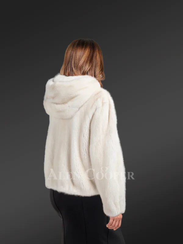 Mink Bomber Jacket with Hood –Look Elegant in this Pristine Jacket - Image 4