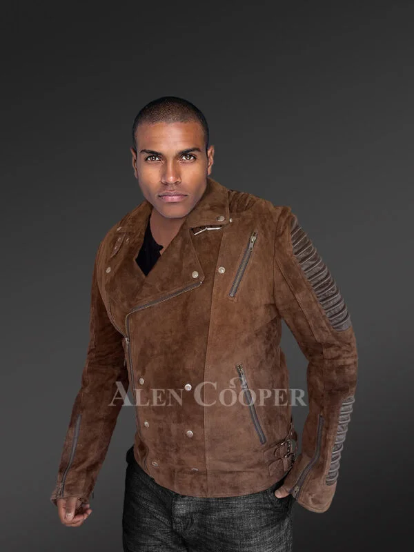 Men's Suede Leather Biker jacket - Image 6