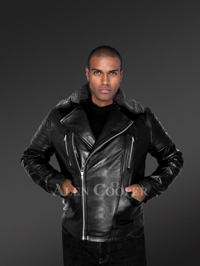 Jacket with Removable Shearling Collar