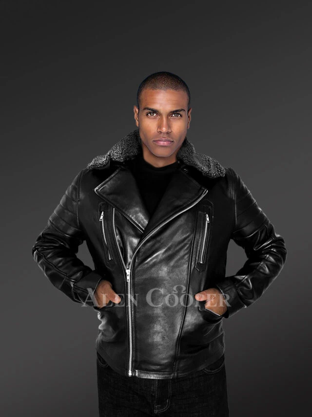 Jacket with Removable Shearling Collar