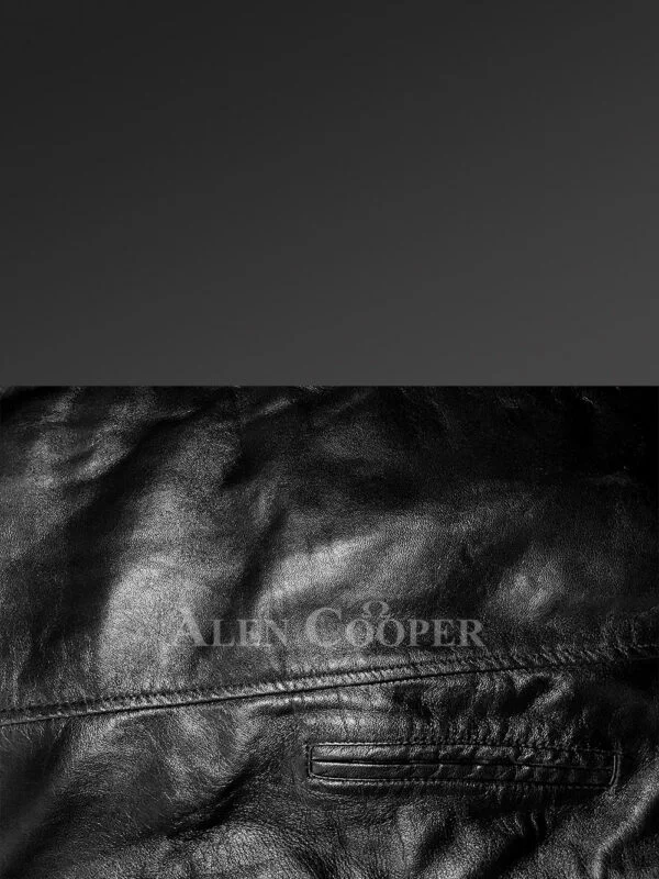 Leather Jacket for Fashionable Men with Removable Shearling Collar - Image 7