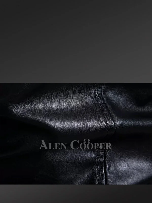 Leather Biker Jacket with Quilt Details on Sleeves Exudes Rugged Charm - Image 7