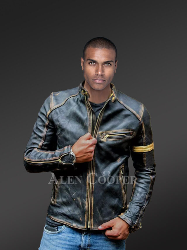 Black Distressed Leather Jacket for Men – Rugged Looks with Comforting Texture