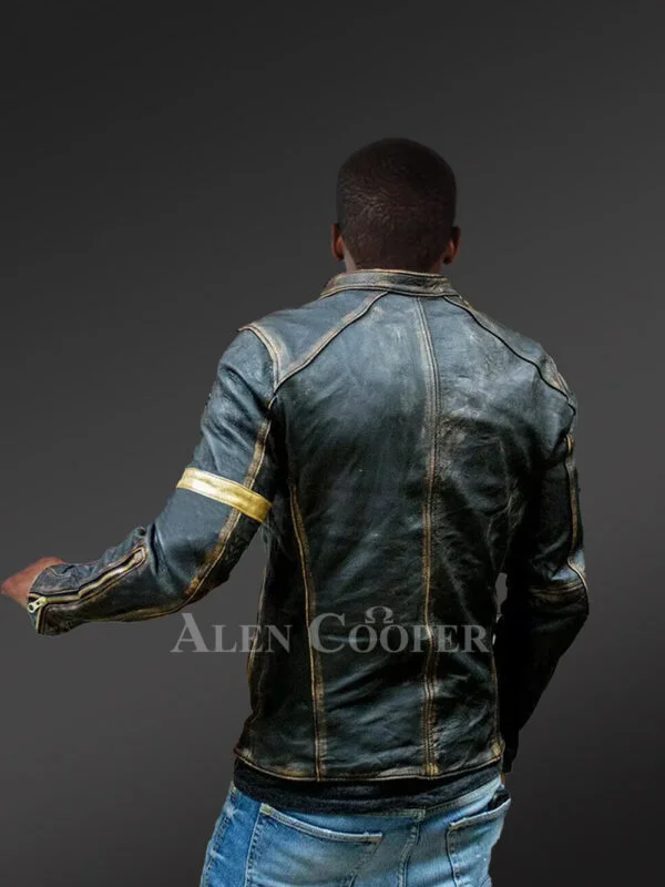 Black Distressed Leather Jacket for Men – Rugged Looks with Comforting Texture - Image 2