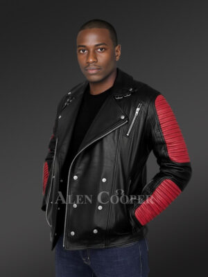 Men’s Dual Color Leather Jacket with a Majestic Warm Feel