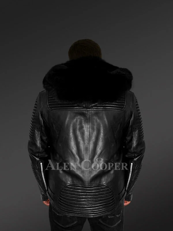 Mens Hooded Leather Biker Jacket with a Comfy Spectacular Look - Image 3