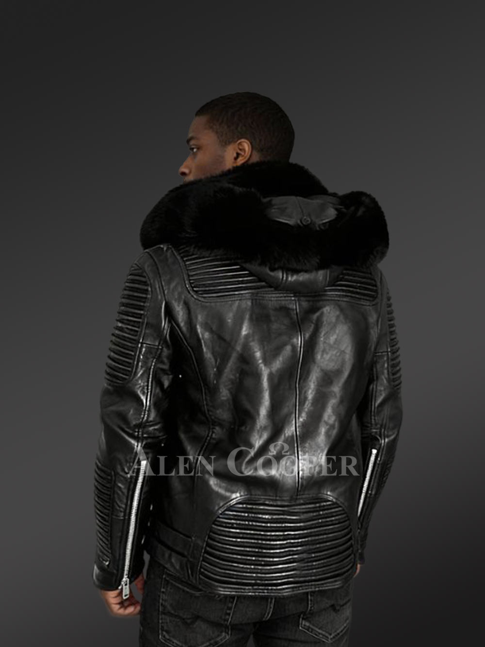 Mens Hooded Leather Biker Jacket with a Comfy Spectacular Look - Image 4