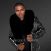 Mens Hooded Leather Biker Jacket