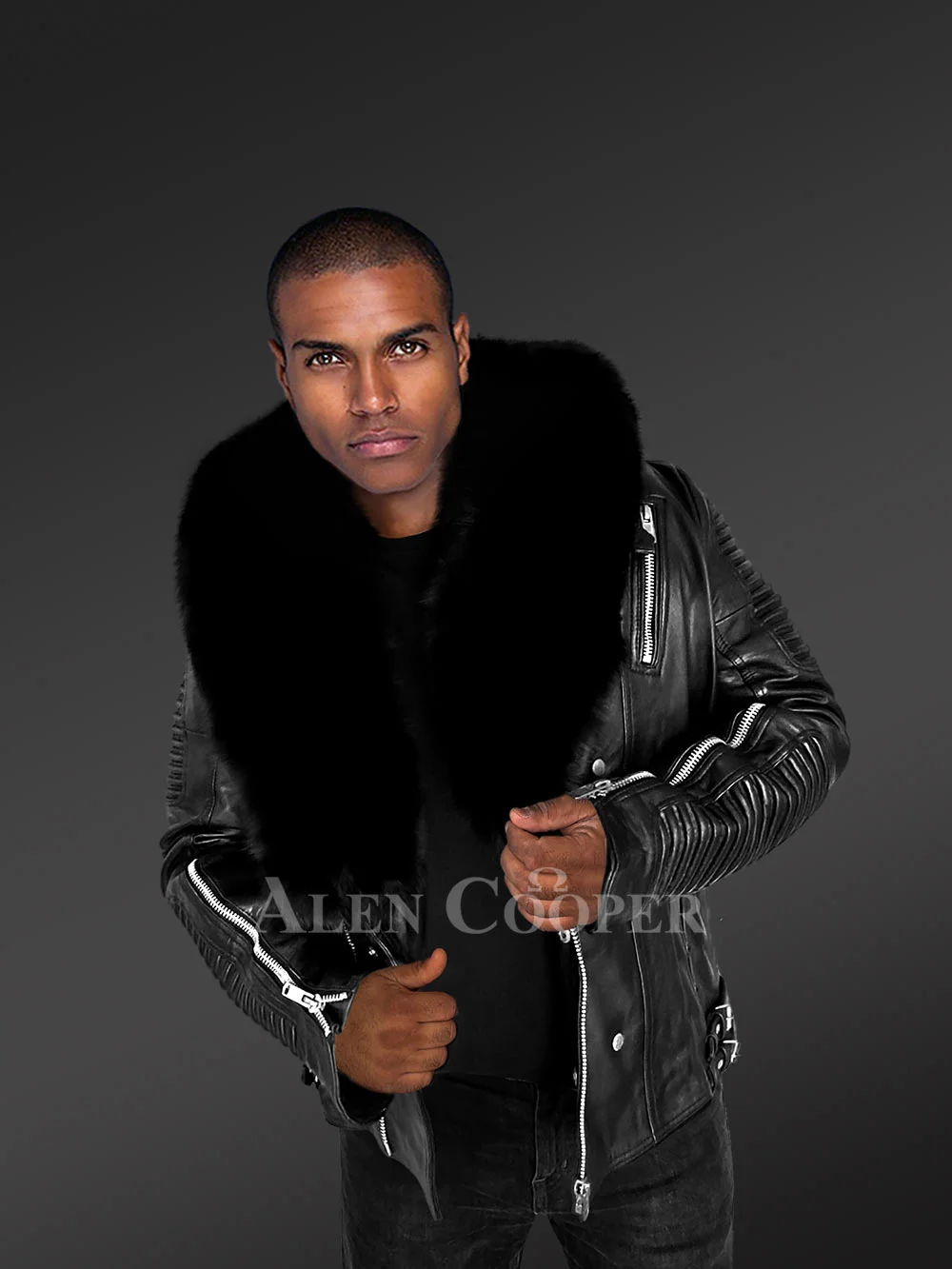 Mens Hooded Leather Biker Jacket with A Comfy Spectacular Look