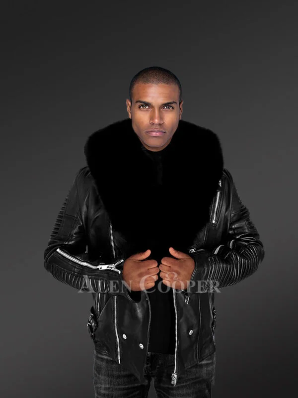 Mens Hooded Leather Biker Jacket with a Comfy Spectacular Look - Image 8