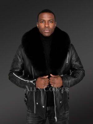 Mens Hooded Leather Biker Jacket with a Comfy Spectacular Look