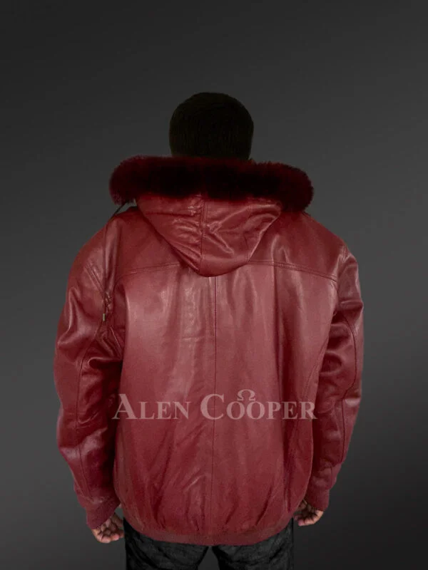 Leather Bomber Jacket with Detachable Hood – A Classy Thermal Outerwear - Image 4