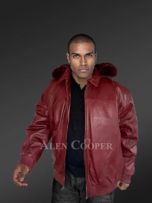 Leather Bomber Jacket with Detachable Hood – A Classy Thermal Outerwear - Image 3