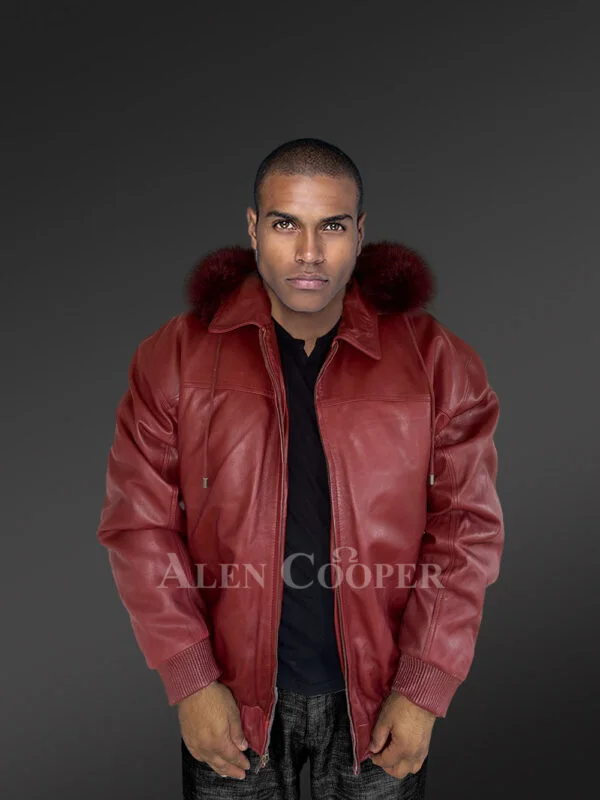 Leather Bomber Jacket with Detachable Hood – A Classy Thermal Outerwear - Image 6