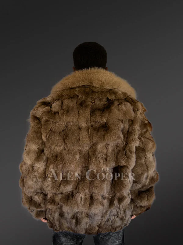 Mens Bomber In Fox Fur with Stylized Fur Sections for Cozy Wear - Image 6