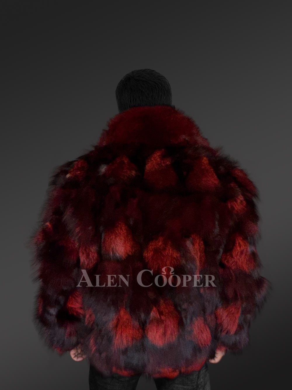 Burgundy Jacket in Fox Fur – Adorning Men with Sumptuous Warmth - Image 5