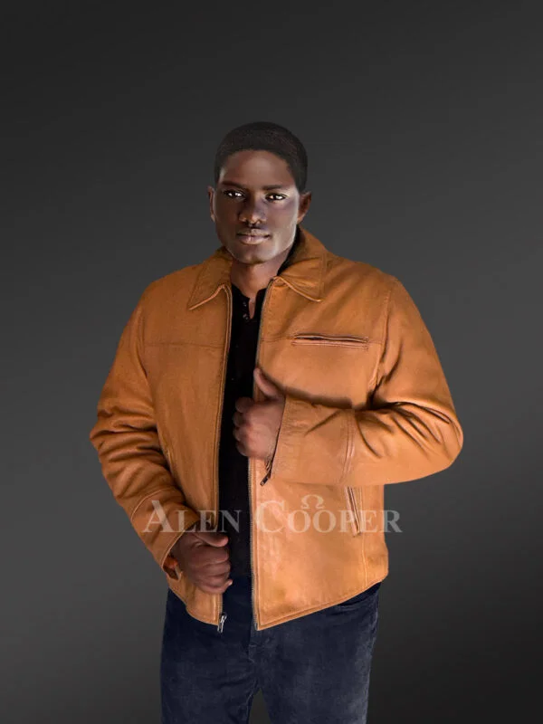 Leather Dean Jacket in a Classy Dapper Style - Image 4