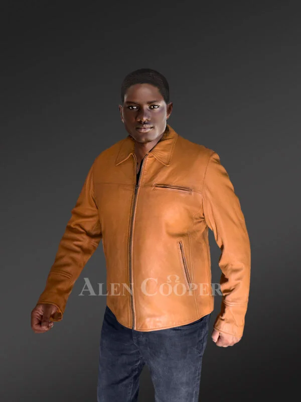 Leather Dean Jacket in a Classy Dapper Style - Image 6