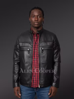 Turtle Neck Leather Jacket for Men with a Classy Warm Feel