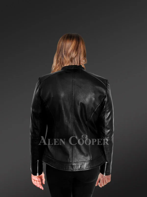 Womens Leather Moto Jacket with Quilted Detailing – Feel the Luxury - Image 4