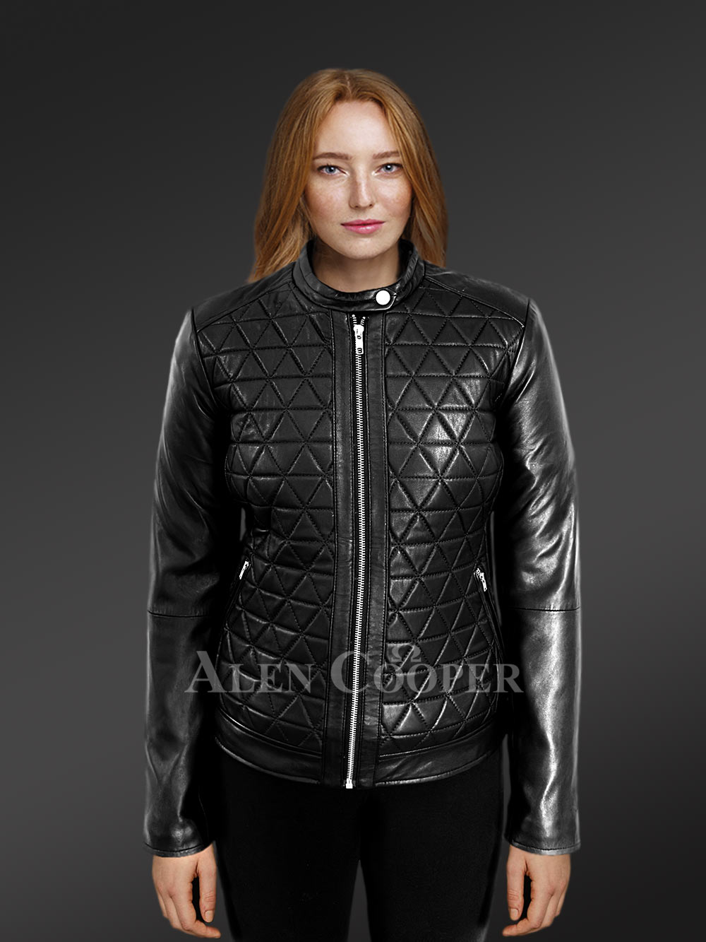 Womens Leather Moto Jacket with Quilted Detailing – Feel the Luxury