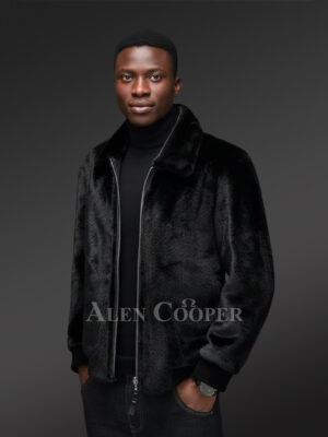 Mens Black Mink Bomber Jacket – Luxurious Statement Piece for Many Seasons