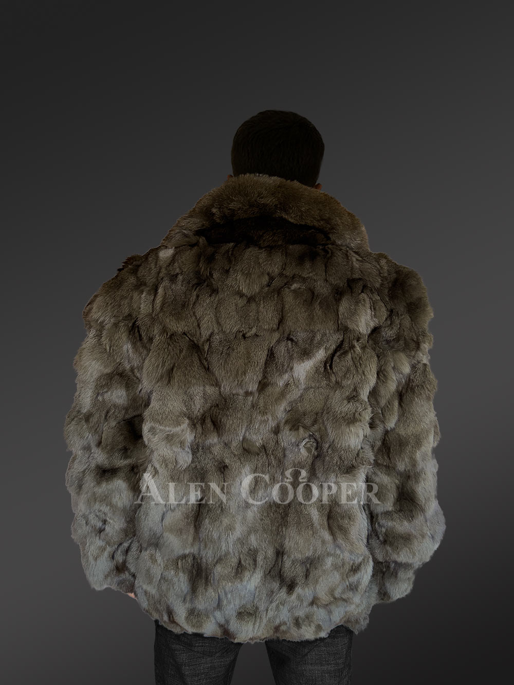 Mens Olive Green Bomber of Fox Fur – Spectacular Outfit for Grand Events - Image 9