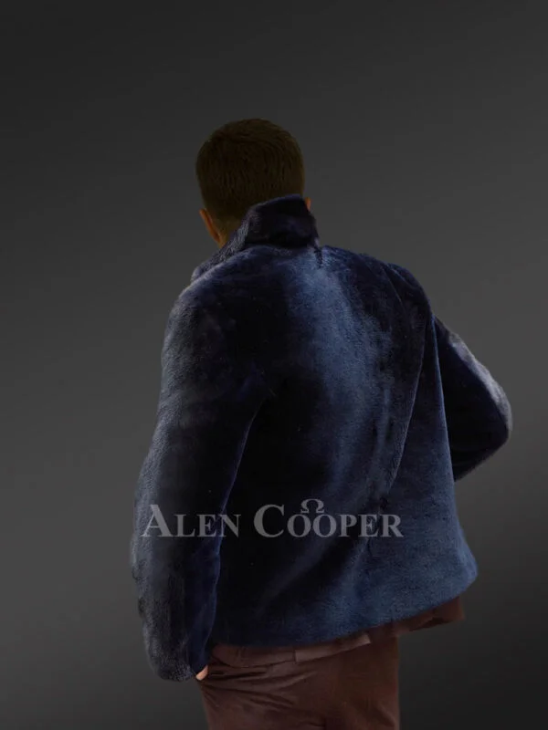 Mink Fur Navy Blue Jacket for Men – Instantly Radiating Comfort - Image 3