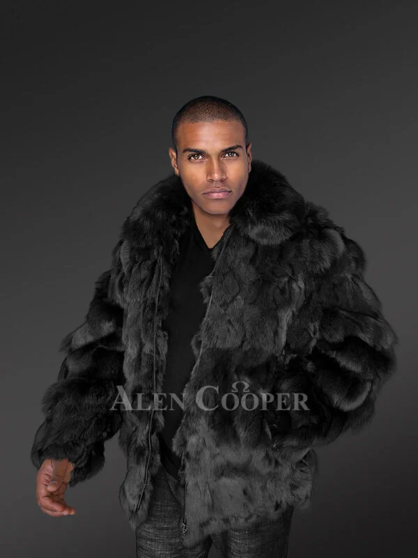 Mens Section Fox Fur Bomber Jacket Soothing Your Winter Evenings - Image 4