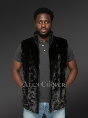 Black Mink Fur Mens Vest - A Relaxing Trendy Outer Wear