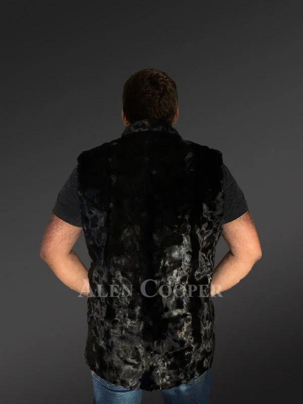 Black Mink Fur Mens Vest - A Relaxing Trendy Outer Wear - Image 4