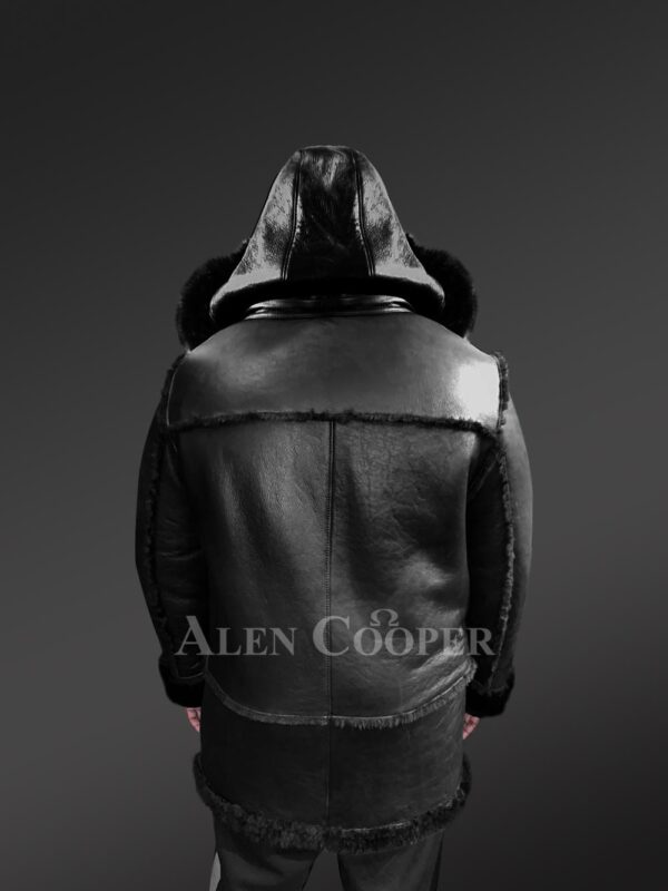 Mens Black Shearling Coat with Hood – Exceptional Warmth & Exquisite Looks - Image 4