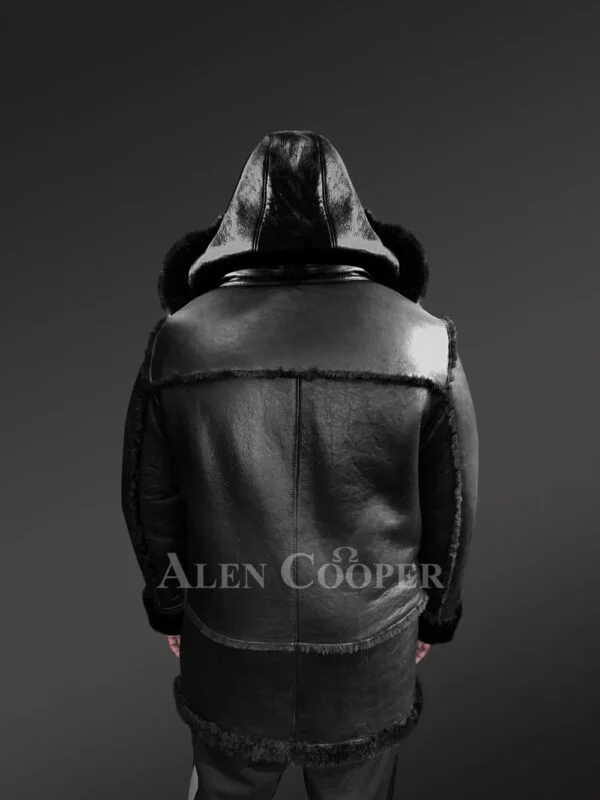 Mens Black Shearling Coat with Hood – Exceptional Warmth & Exquisite Looks - Image 4