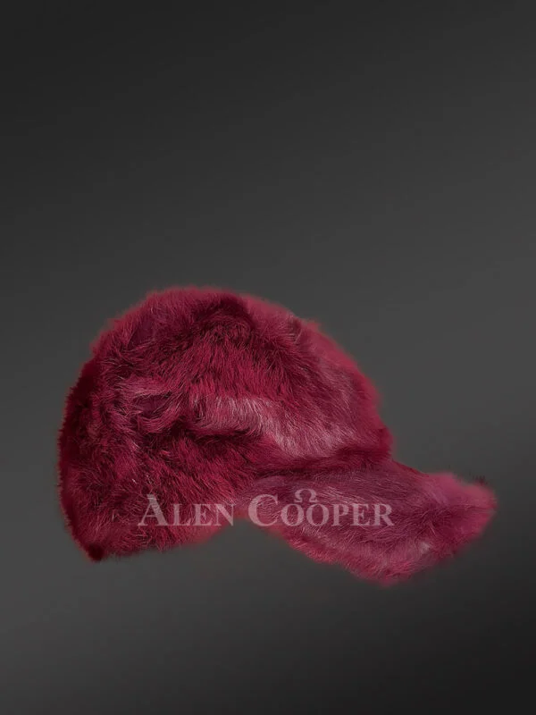 Mens Rabbit Baseball Hat in Burgundy for a Comfy Flamboyant look - Image 3
