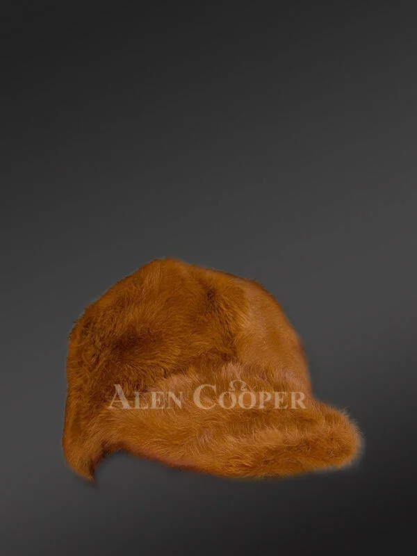 Mens Tan Rabbit Fur Baseball Hat – Luxury and Comfort in Harmony