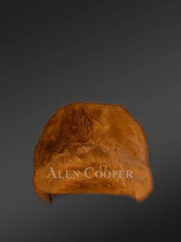Mens Tan Rabbit Fur Baseball Hat – Luxury and Comfort in Harmony - Image 3