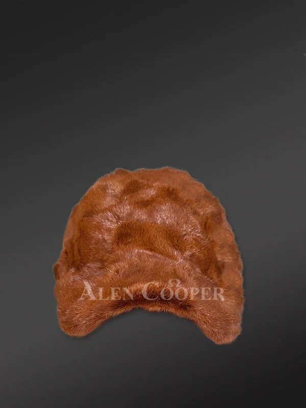 Mens Tan Mink Fur Baseball Hat – Suave Looks with Plush Feel - Image 2