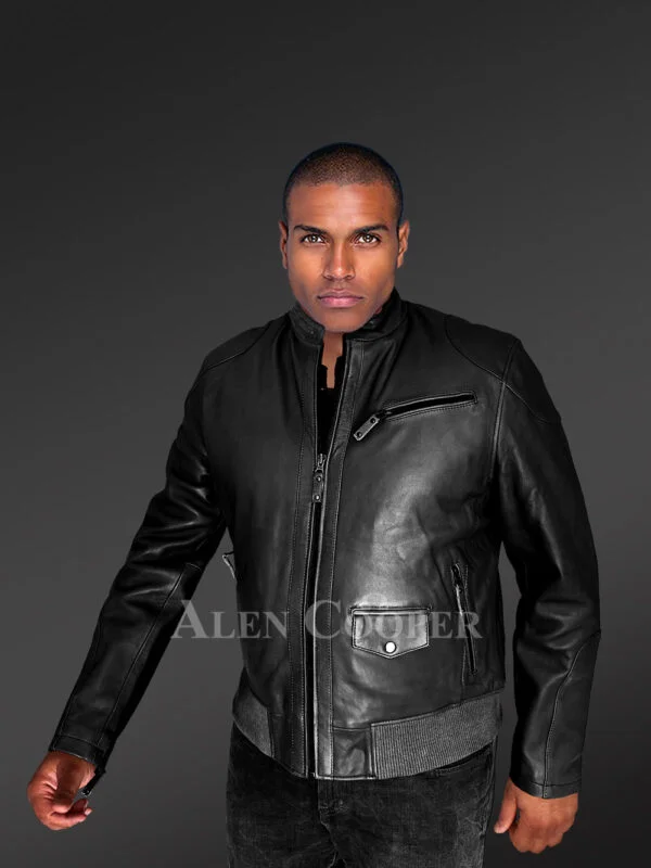 Mens Trendy Leather Bomber Jacket –Exuding a Dapper Look - Image 4
