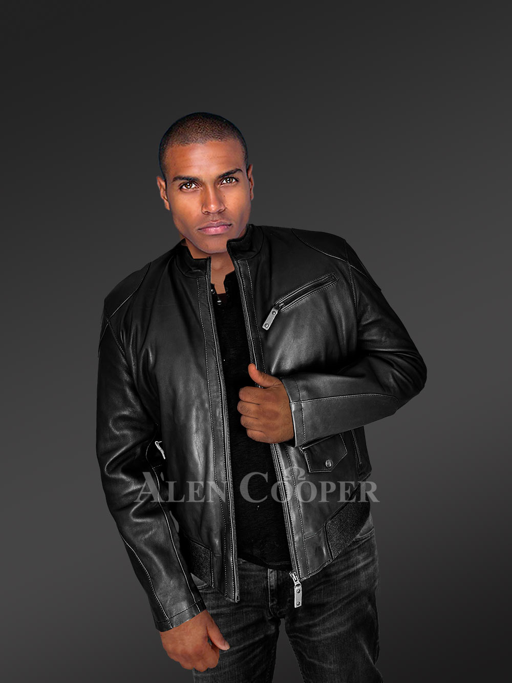 Mens Trendy Leather Bomber Jacket –Exuding a Dapper Look - Image 5
