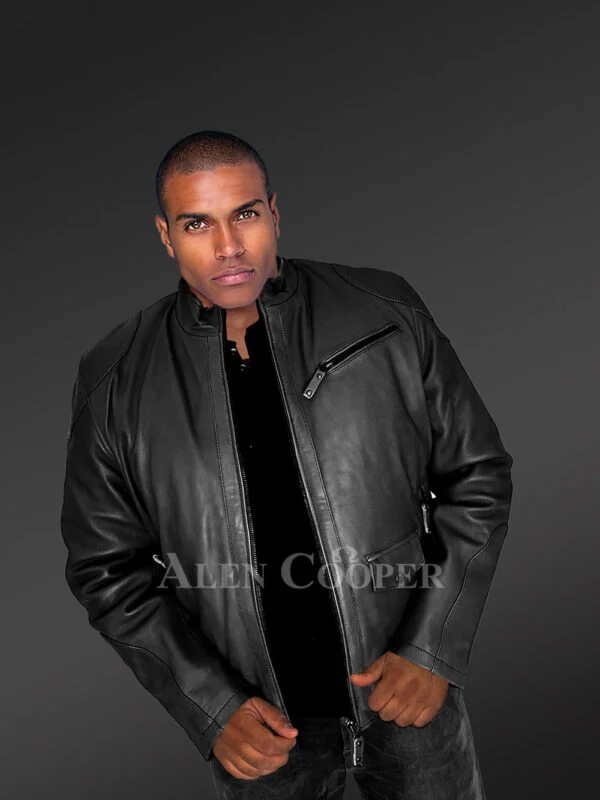Mens Trendy Leather Bomber Jacket –Exuding a Dapper Look - Image 3