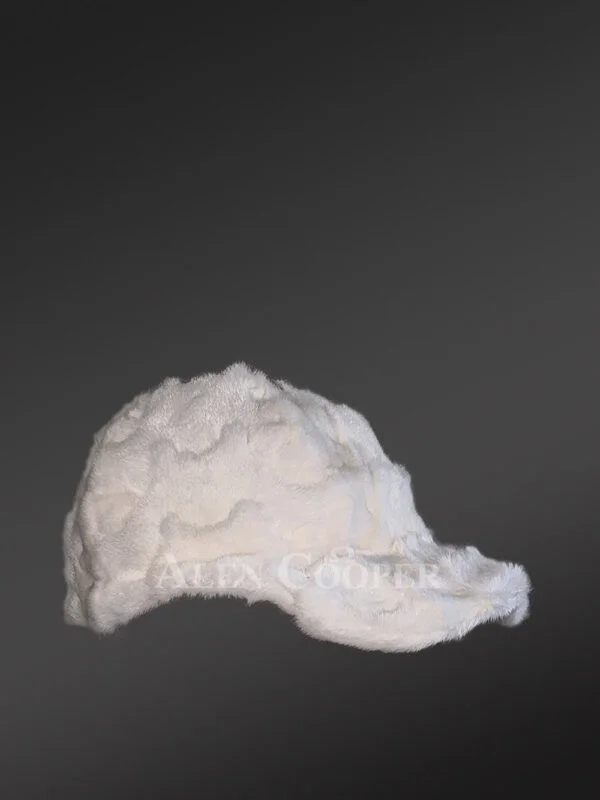 Mens White Mink Baseball Hat for a Classy Ceremonial Look - Image 2