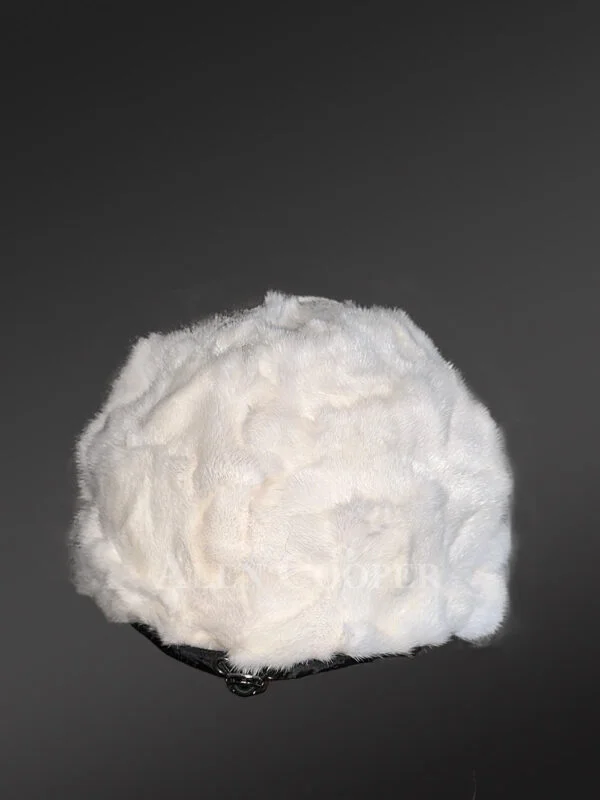 Mens White Mink Baseball Hat for a Classy Ceremonial Look - Image 4