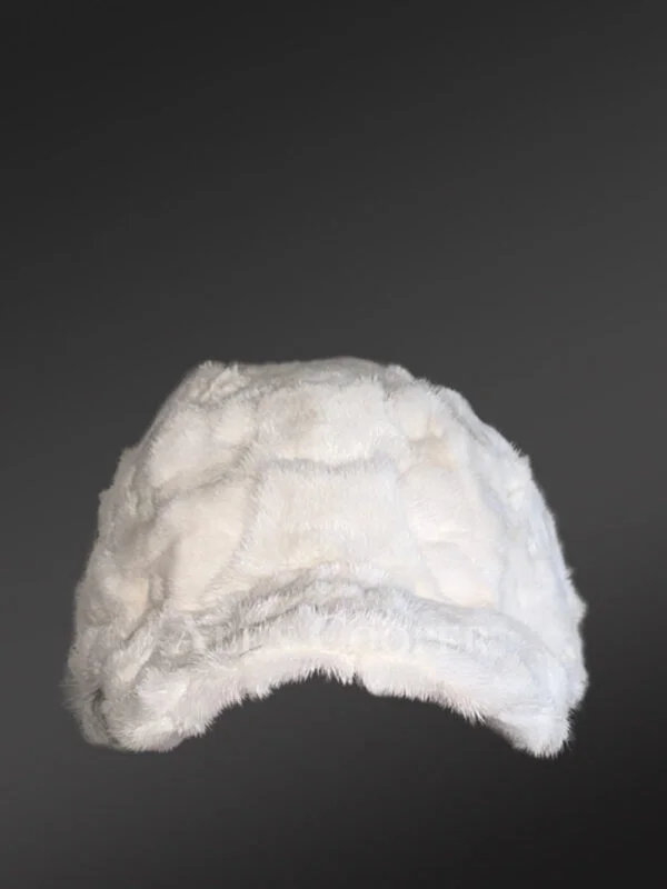 Mens White Mink Baseball Hat for a Classy Ceremonial Look - Image 3