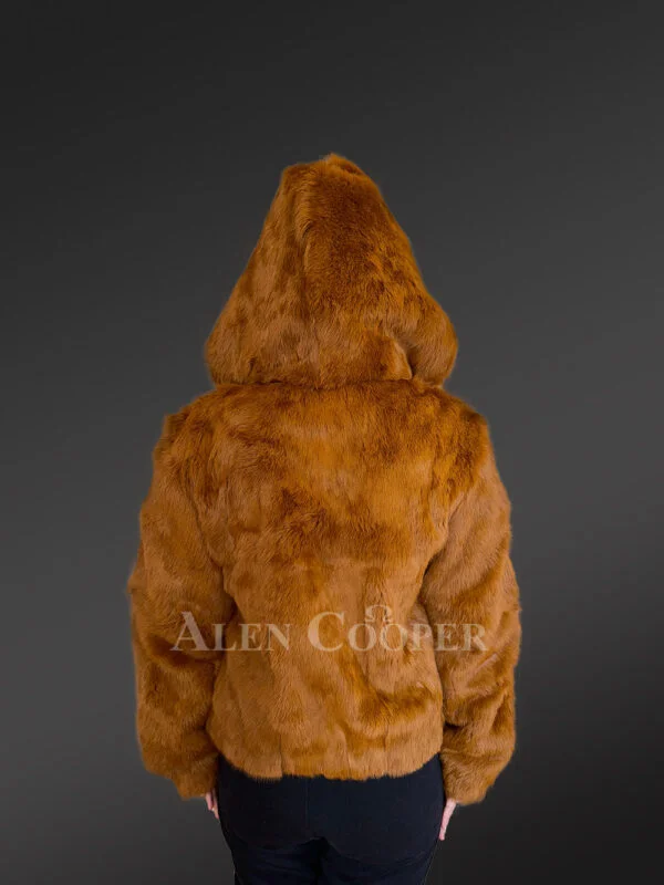 Womens Whisky Rabbit Bomber Jacket with Resplendent Warmth and Comfort - Image 7