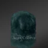 Mens Rabbit Fur Baseball Hat in Green (1)